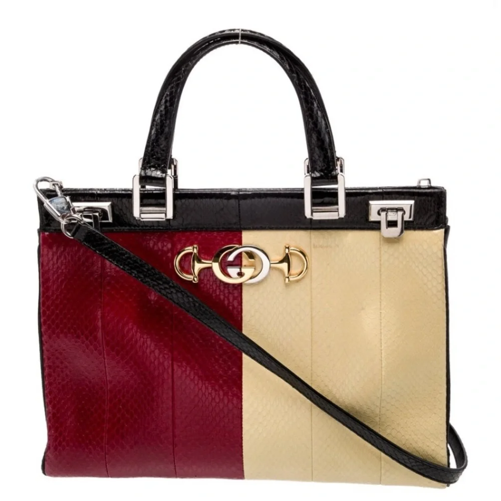 Gucci Python Colorblock Horsebit GG Zumi Shoulder Bag - Picture 2 of 9